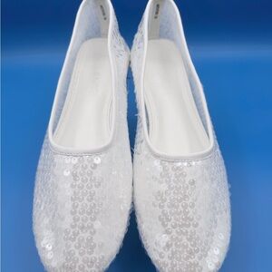 Steve Madden “Garcelle” Sparkling White Sequin Loafers